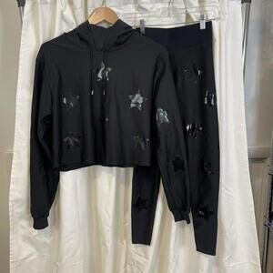 Ultracor black star print leggings and hoodie set